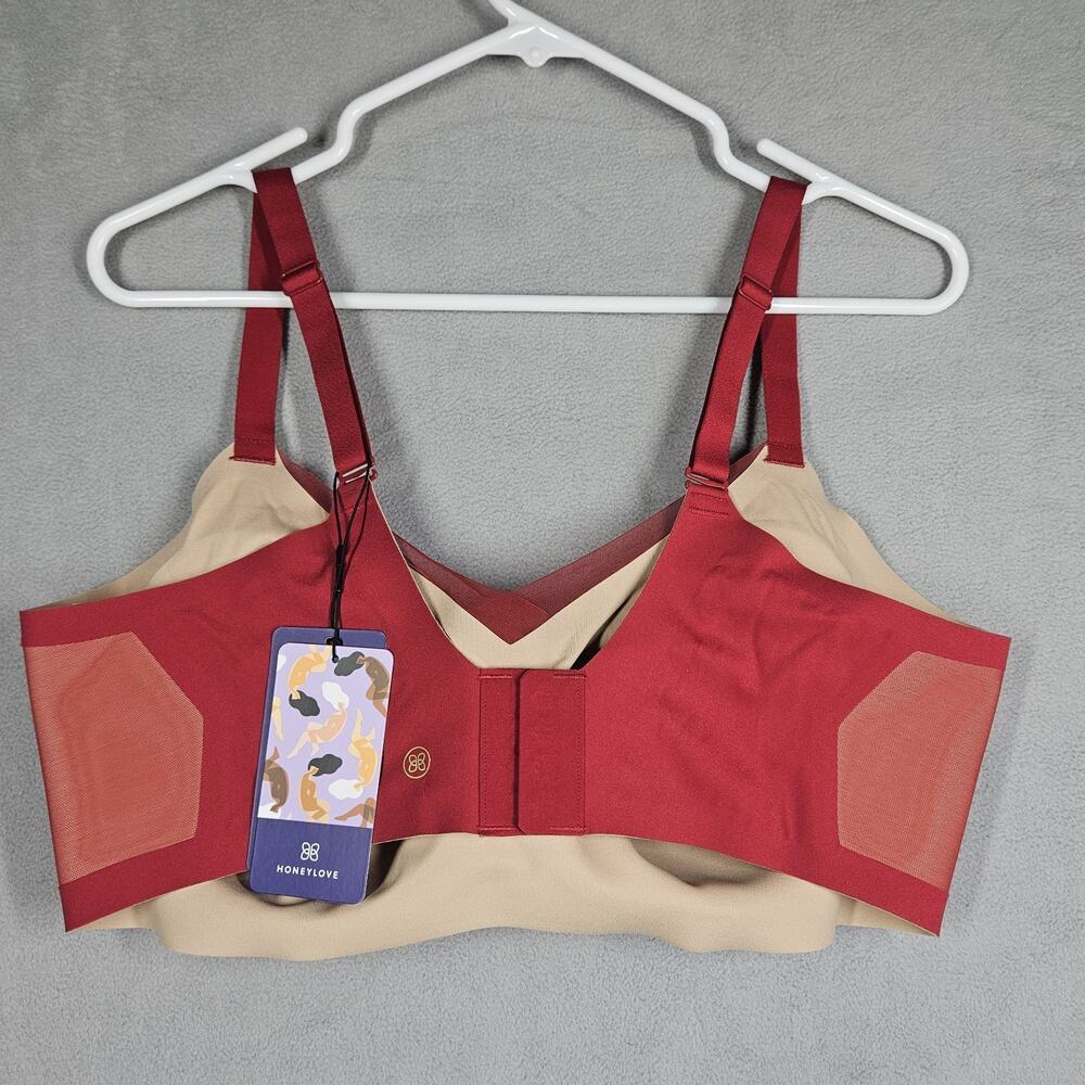 HONEYLOVE Liftwear Crossover Bra in Ruby Womens Size‎ 2X Wireless LWBR0302 - Picture 5 of 9